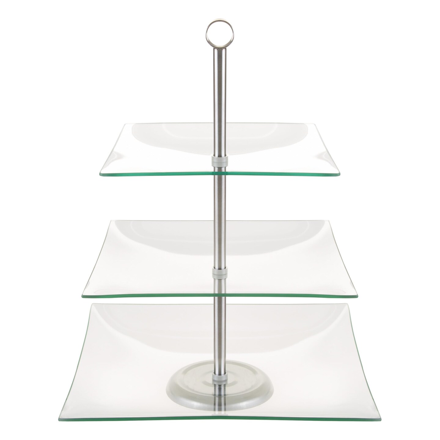 Three Tier Square Glass Buffet and Dessert Stand, 1 Pack, Clear