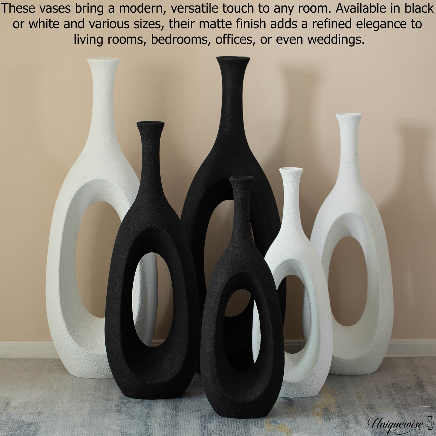 Frosted Fiberglass Tall Floor Vase - Decorative Vase for Modern Home Decor, Perfect for Living Room, Home Office, Bedroom, Kitchen, Coffee Bar, Farmhouse Decor, and Wedding Centerpieces