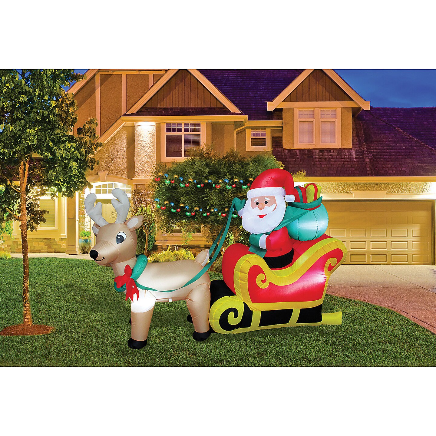 Santa On Sleigh 6 Ft Long