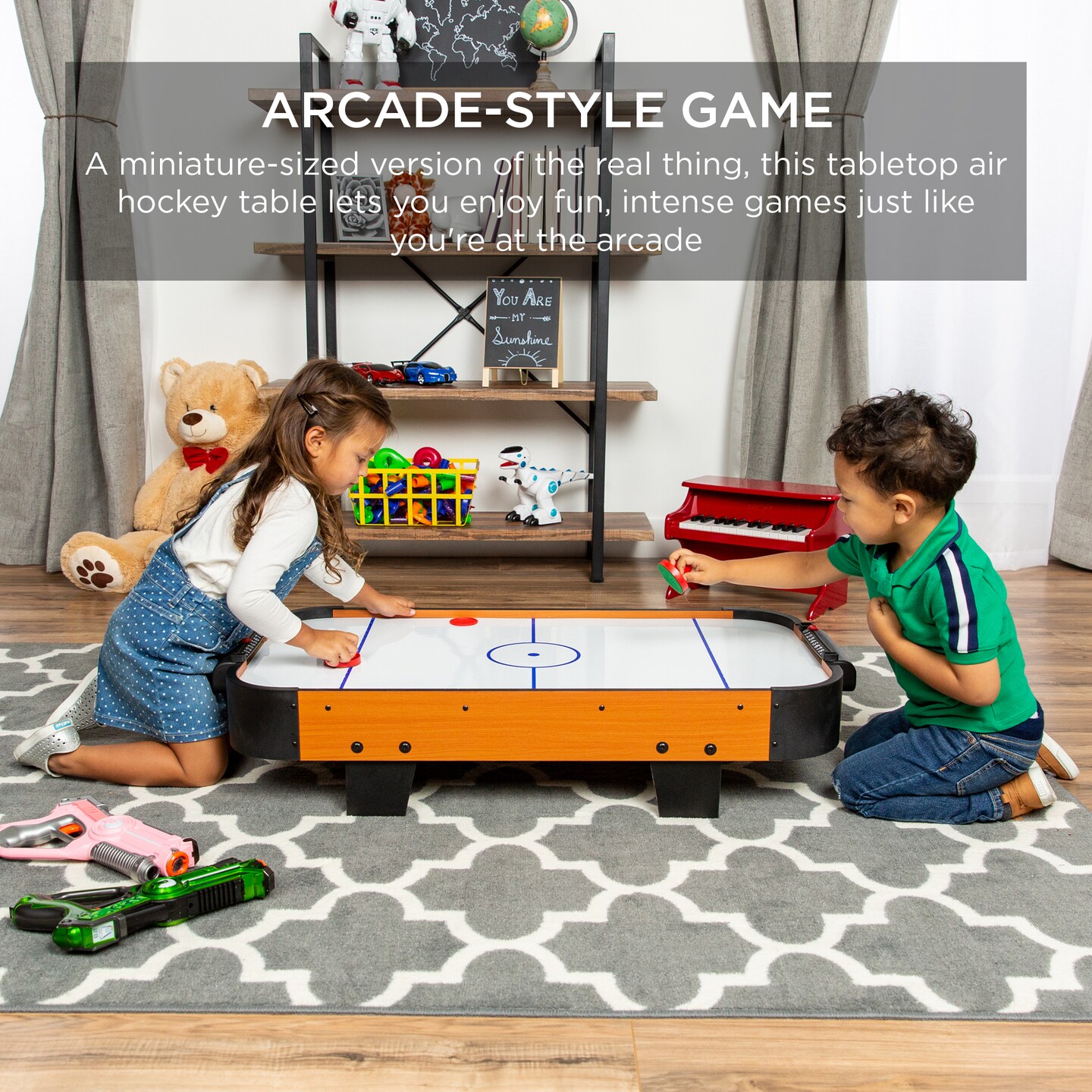 Best Choice Products 40in Air Hockey Arcade Table w/ 100V Motor, Electric Fan, 2 Strikers, 2 Pucks