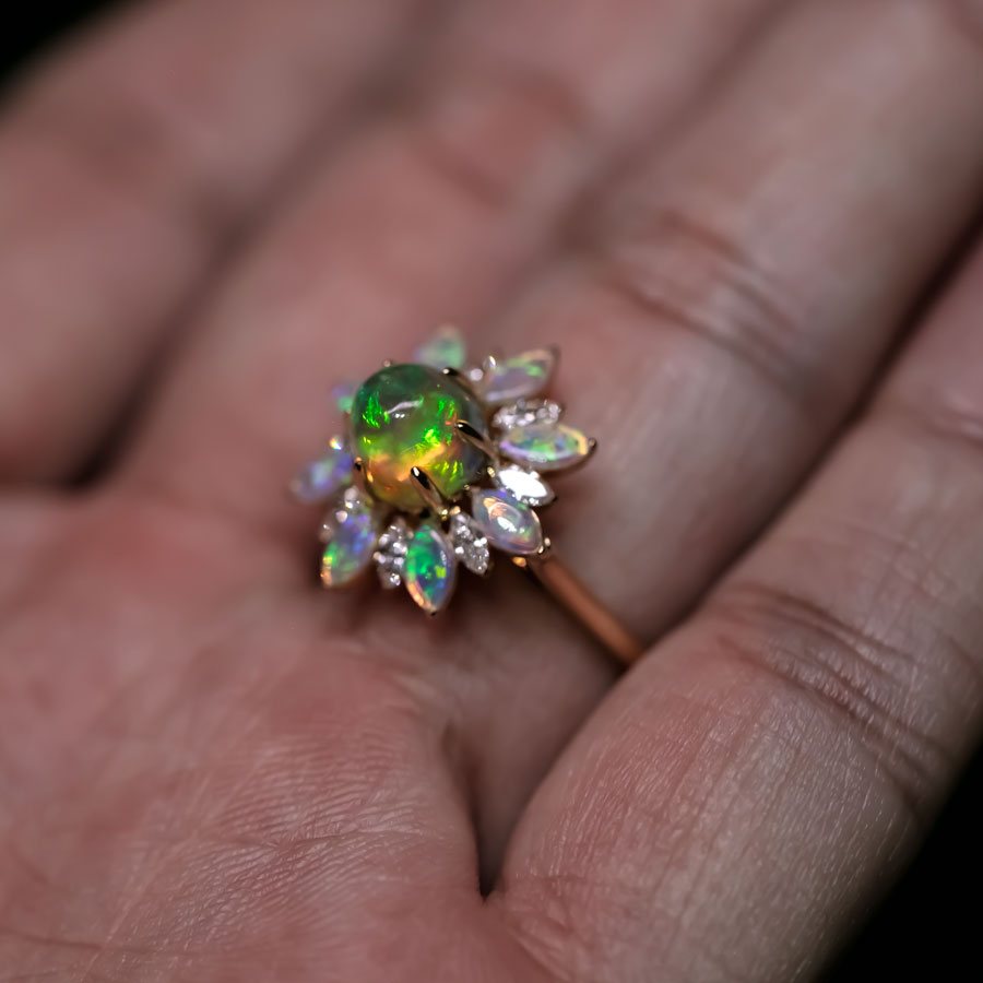 My Shining Star - 1.54ct Fire Opal Marquise Cut Diamond Engagement Ring 18k Gold product 2