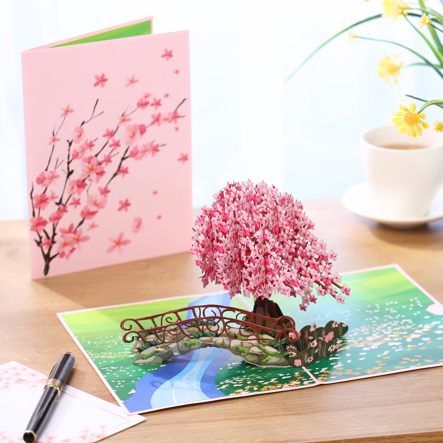 Pop Up Flower Birthday Cards, Cherry Blossom Tree 3D Pop Up Birthday Cards, Thank You Card 6x 8&#x22;, Anniversary Card, Mother&#x27;s Day Card, Valentines Card All Occasion for Women, Wife, Mom, Grandma, Her