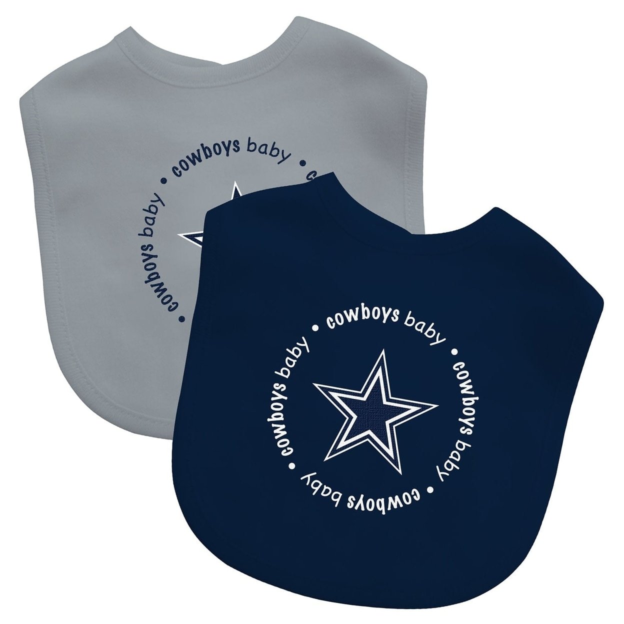 Dallas Cowboys Baby Bibs 2-Pack Navy Gray Cotton With Team Logo For Infants