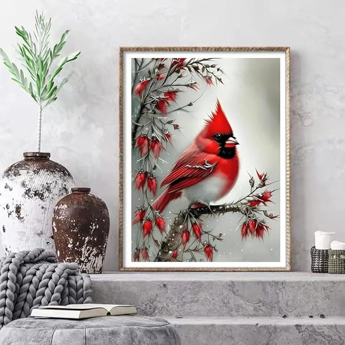 Cardinals 5D DIY Diamond Art Kits Full Drill Diamond Dots for Gift Wall Decor and Relaxation Gem Arts 12x16 inch