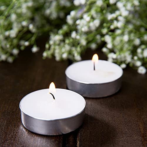 Pomp Glow Tealights (24 Pack) | White Unscented Decorative Tea Light Candles That Will Light Up Your Home, Wedding, Dinner &#x26; Any Special Occasion | Long Lasting, Smokeless, Mess Free Candles