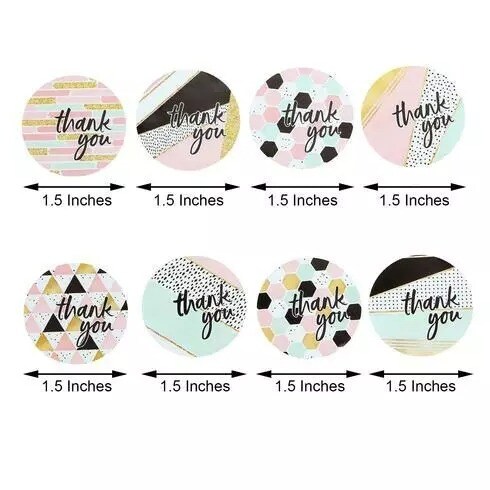 500 Assorted 1.5" Round Self Adhesive Thank You STICKERS DIY Labels Crafts