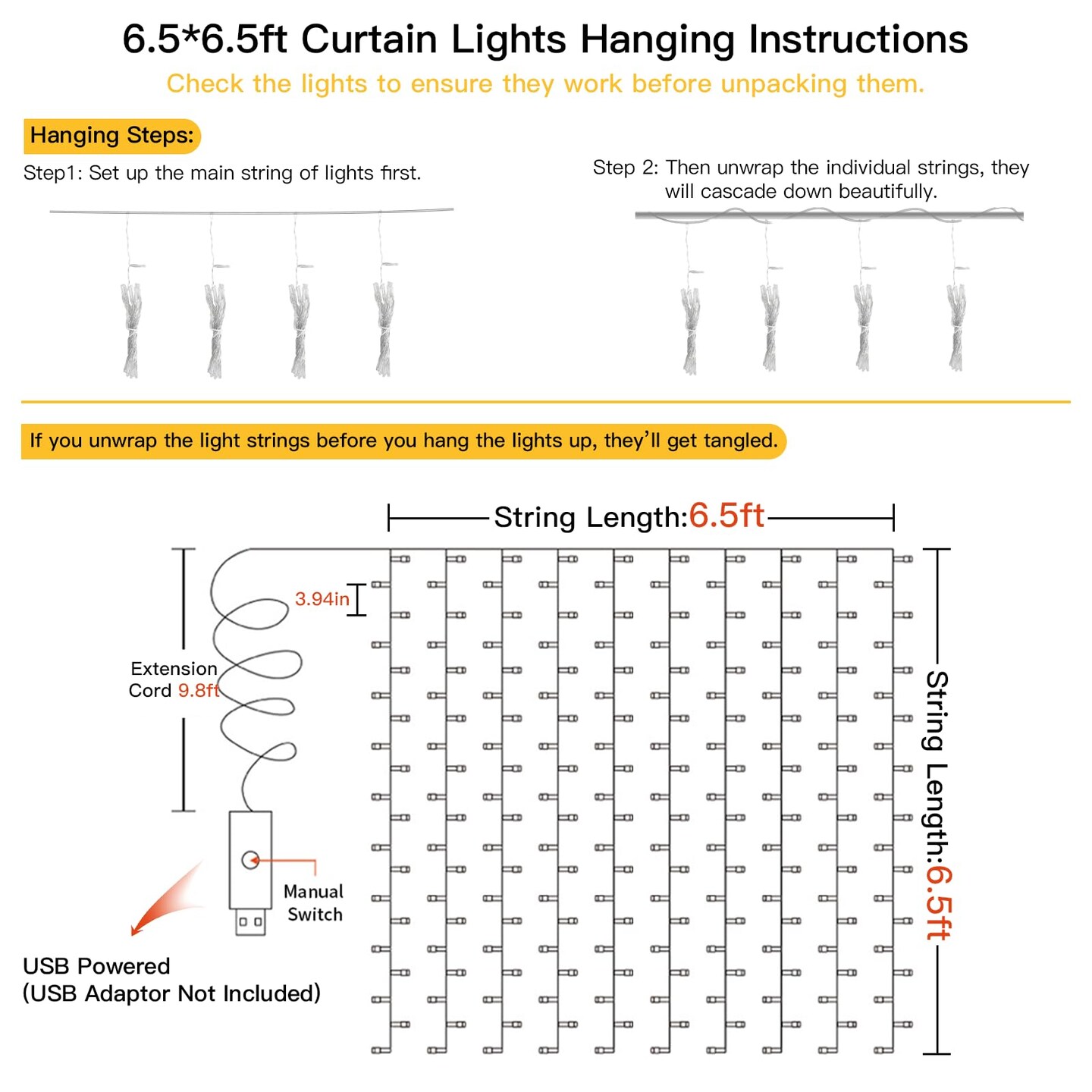 suddus Curtain Lights for Bedroom, 200 Led Hanging String Lights Outdoor, Fairy Curtain Lights Indoor for Christmas, Dorm, Wall, Backdrop, Window, Wedding, Party, Brithday Decor, Warm White