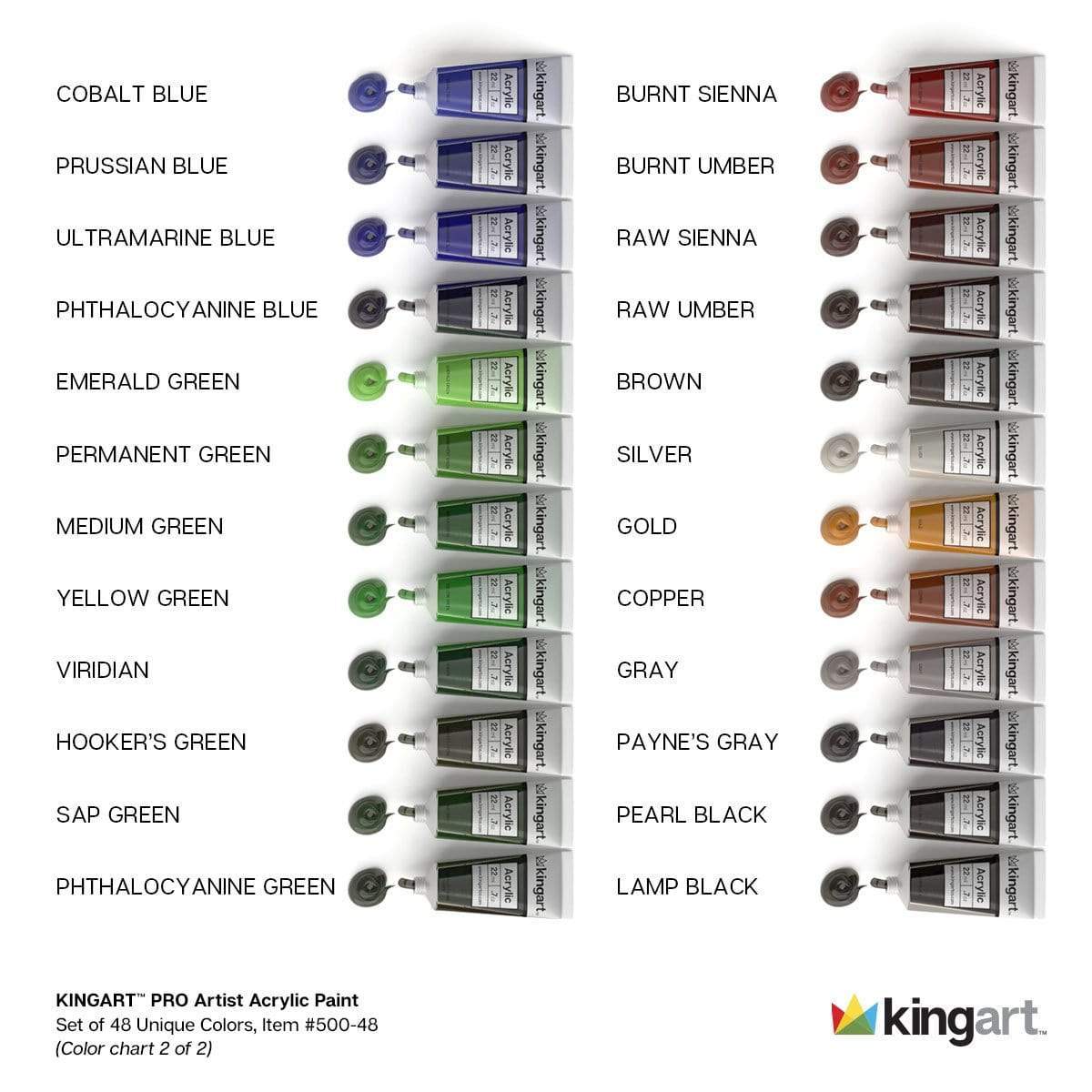 KINGART&#xAE; PRO Artist Acrylic Paint, 22ml (0.74oz), Set of 48 Colors