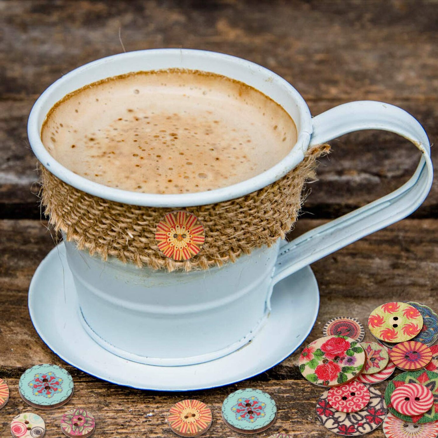 WILLBOND 500 Pieces Flower Wood Buttons 2 Holes Round Buttons Vintage Sewing Buttons for Sewing DIY Craft Decorations