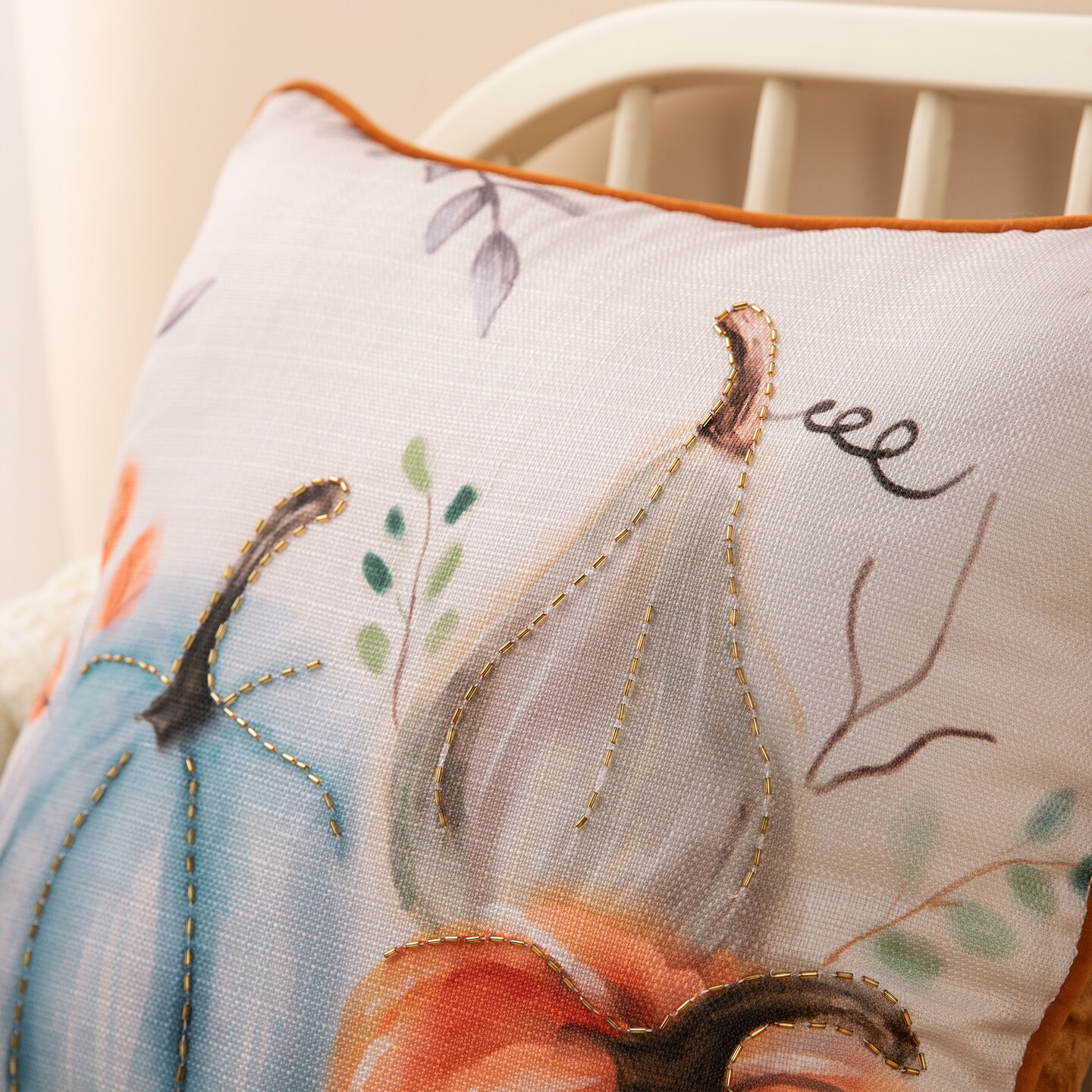 Set of 2 20&#x22;L*20&#x22;W Faux Burlap Pumpkin Pillow Cover