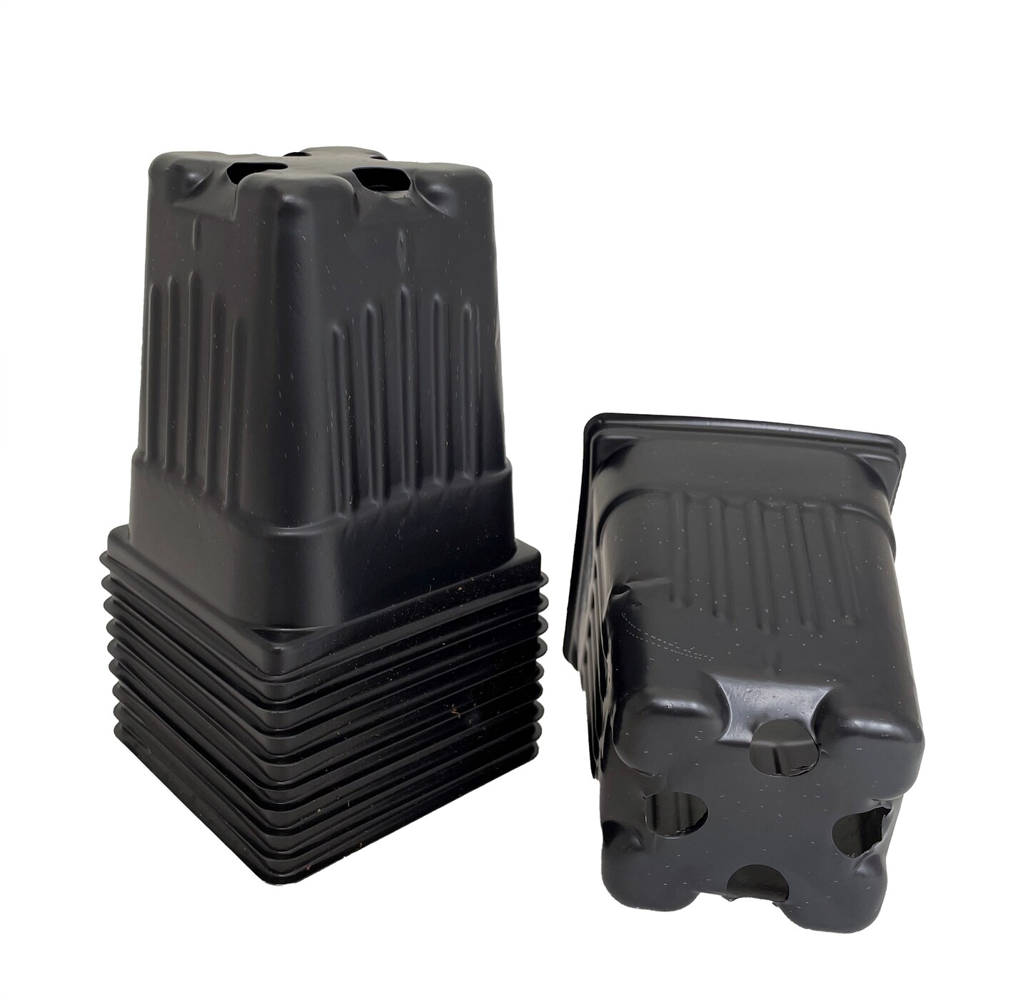 Black Plastic Nursery Pots - 10 Pack - 4&#x22; L x 3&#x22; W