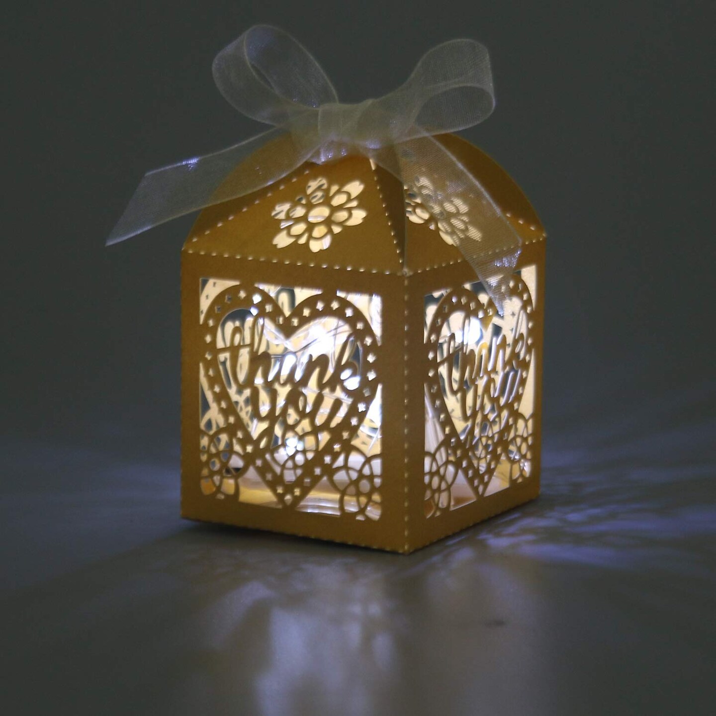 COTOPHER Laser Cut Boxes, 100pcs Thank You Gift Boxes Wedding Party Favor Boxes Lace Candy Boxes for Wedding Bridal Shower Baby Shower Birthday Party Decorations with Ribbons (2x2x2.75inch, Gold, 100)