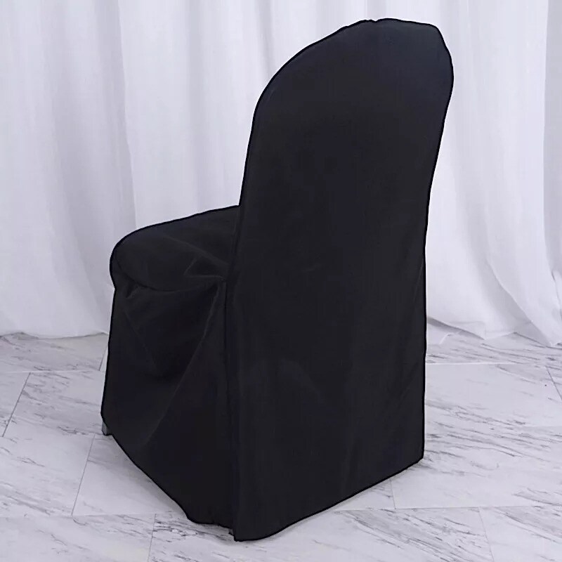 100 BLACK Polyester BANQUET CHAIR COVERS Wedding Ceremony Supplies Event D&#xE9;cor