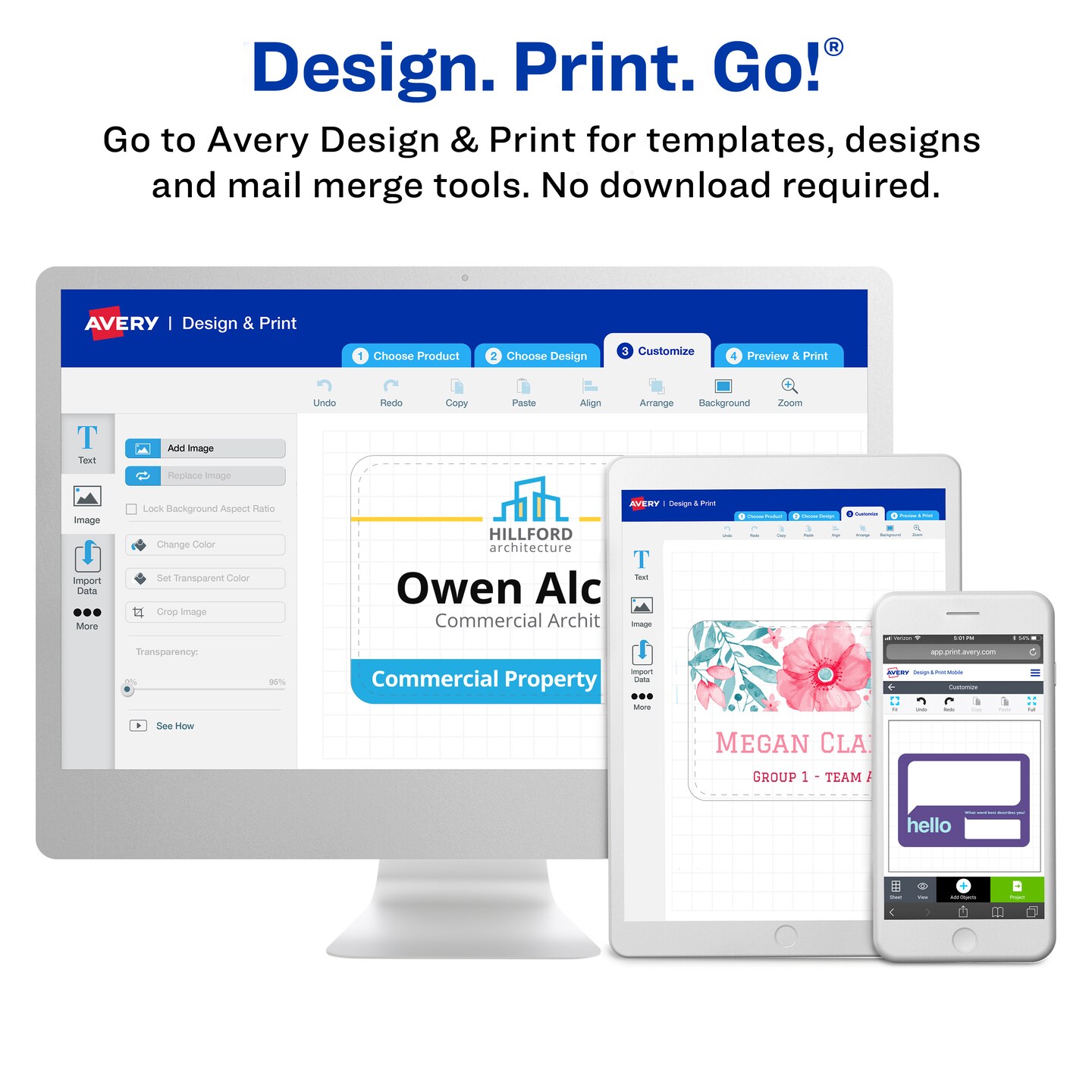 Avery Customizable Self-Laminating ID Cards, 2.25" x 3.5", White Printable Inserts, 30 Laminated ID Cards (5361)