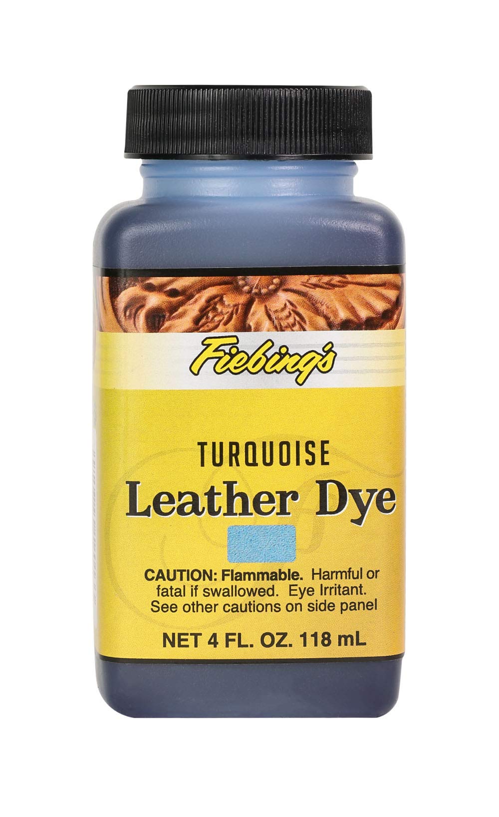 Fiebing&#x27;s Leather Dye (4 Fl Oz, Turquoise) - Alcohol-Based, Penetrating, Permanent Dye for Shoes, Boots, Belts, Bags, Furniture - Includes Wool Dauber Applicator - Recolor &#x26; Restore Leathercraft