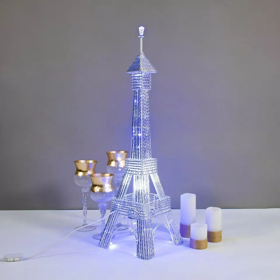39&#x22; tall Silver LED Lights Eiffel Tower Wedding Party Home Decorations
