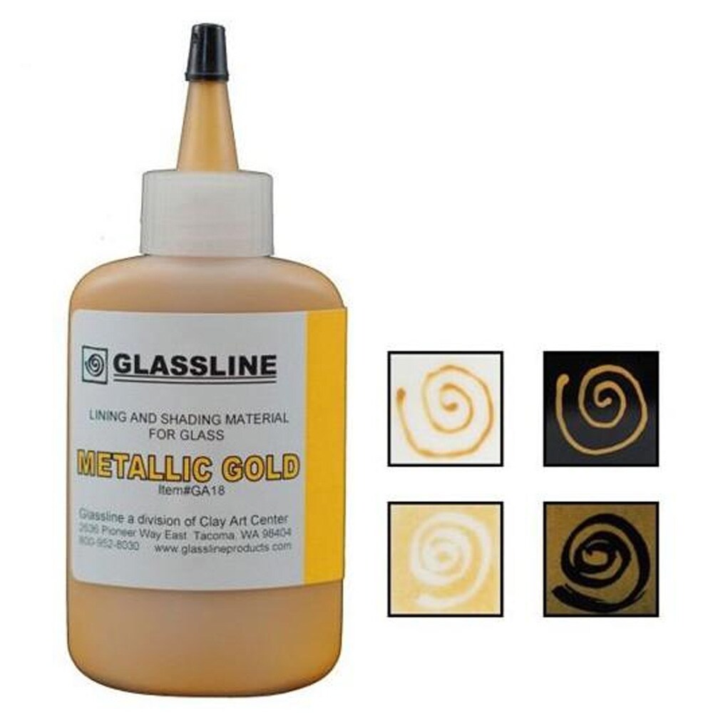 Metallic Gold Glassline Lead-Free Fusing Glass Paint Bottle Pen 2oz.