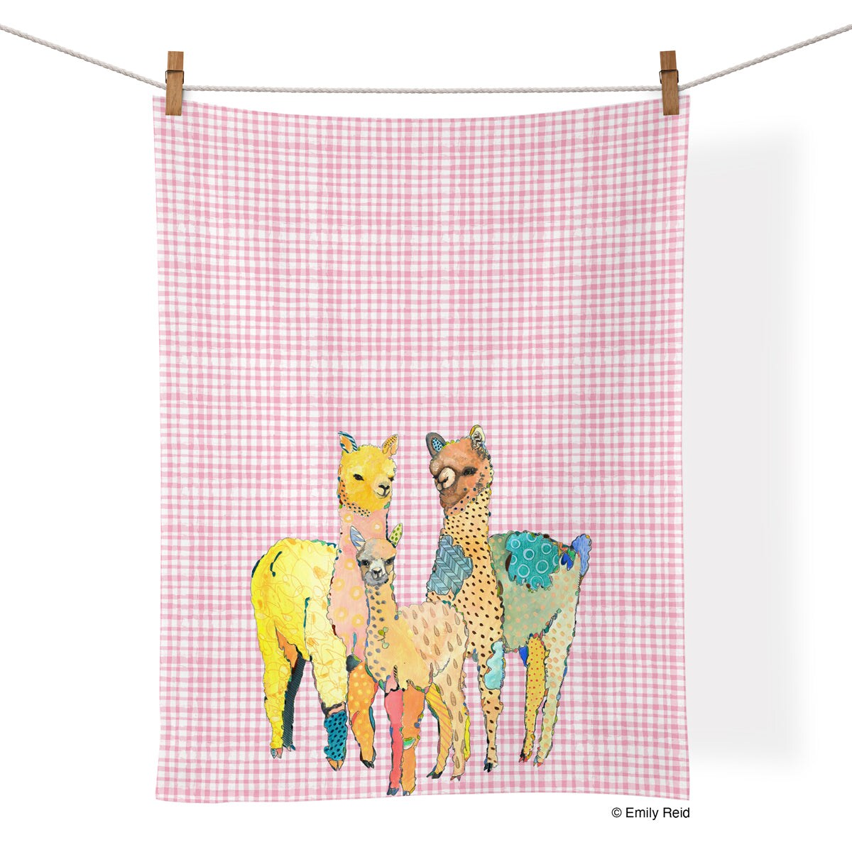 Llama Family Cotton Tea Towel