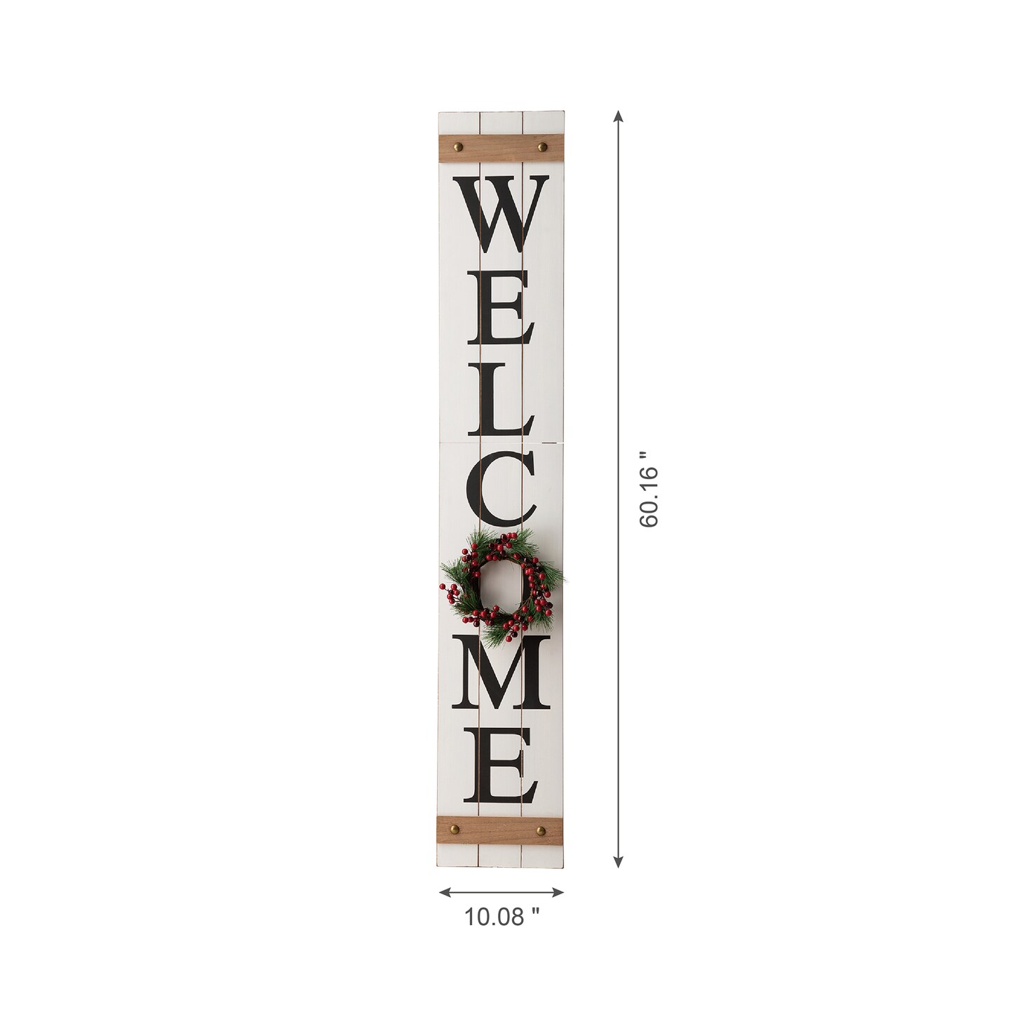 60&#x22;H Wooden Fall Christmas Welcome Porch Sign with 4 Floral Wreaths