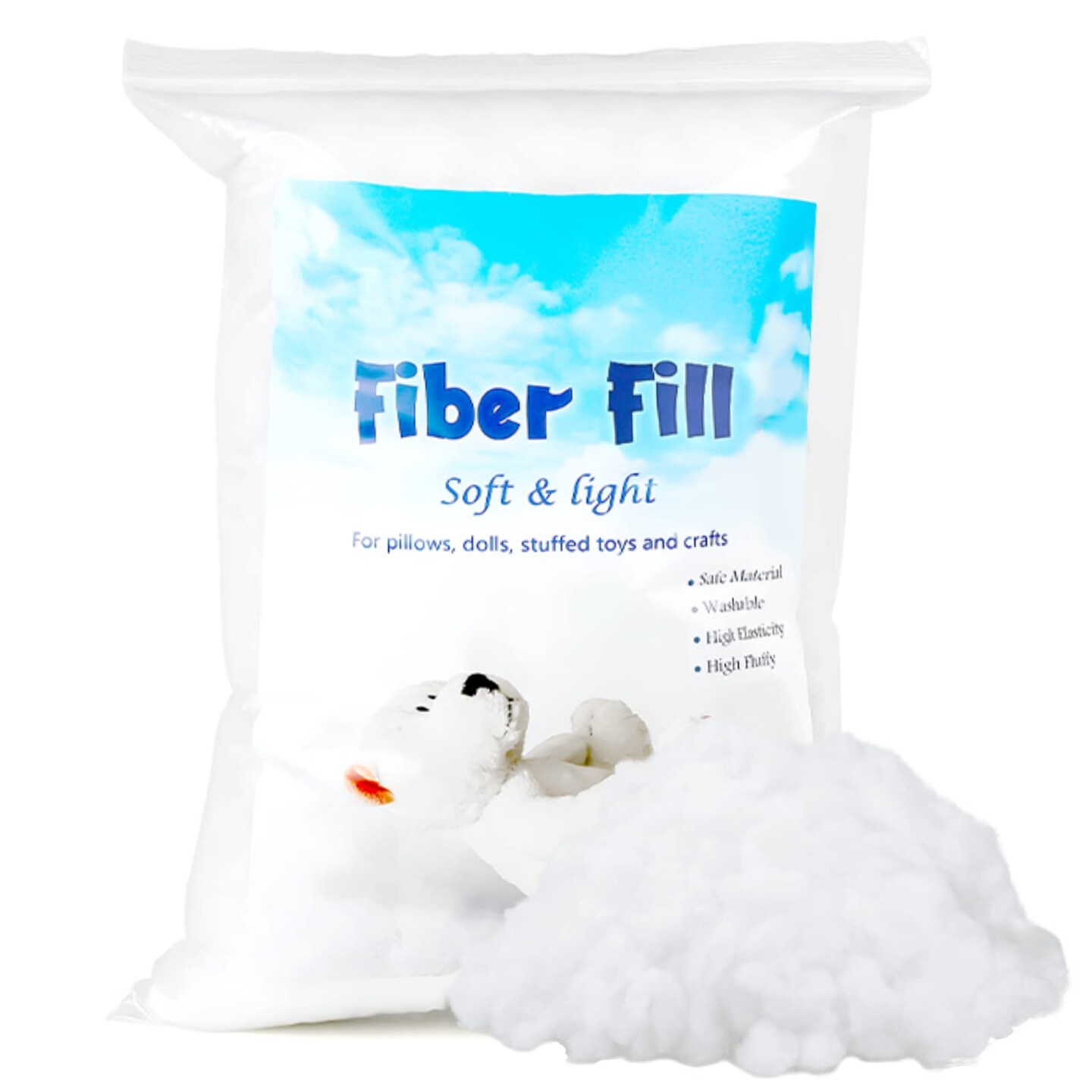 Jmuiiu 50g Polyester Fill, Premium Polyester Fiberfill, Recycled Polyester Fiber, Stuffing for Stuffed Animals, High Resilience Stuffing Fluff Fiberfill for Pillow Filling, Animals Dolls DIY