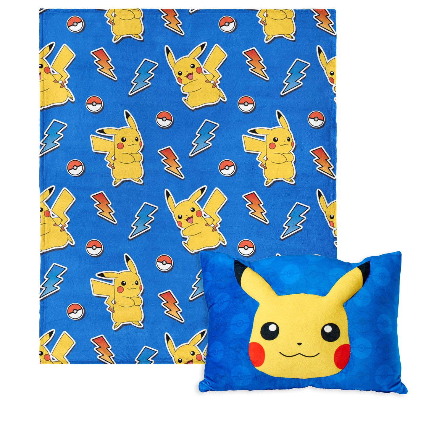 Pokemon Pika Pika Silk Touch Throw Blanket 50X60 inches with Plush Pocket Pillow 14X20 inches