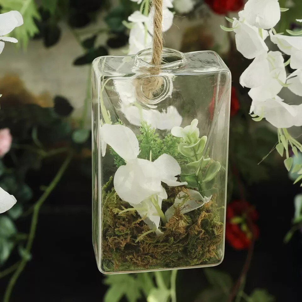3 pcs Clear Trapezoid Glass Wall Terrariums Wedding Vases Home Centerpieces