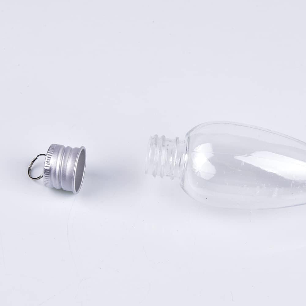 16 Packs 3.4 Inch Fillable Light Bulb Shape Clear Plastic Christmas Ornaments with Screw Off Cap and 1 roll of Red Snowflake Ribbon for DIY Crafts Christmas Tree Hanging Decoration