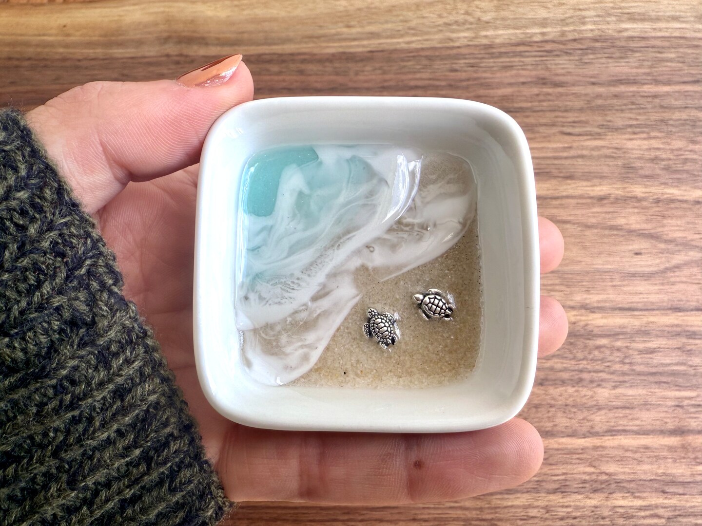 Turtle Mini Ring Dish Personalized Custom Beach Tiny Small Little Miniature Wedding Gift Engagement Engaged Fiancé Wife Ocean Decor 394801244408299520