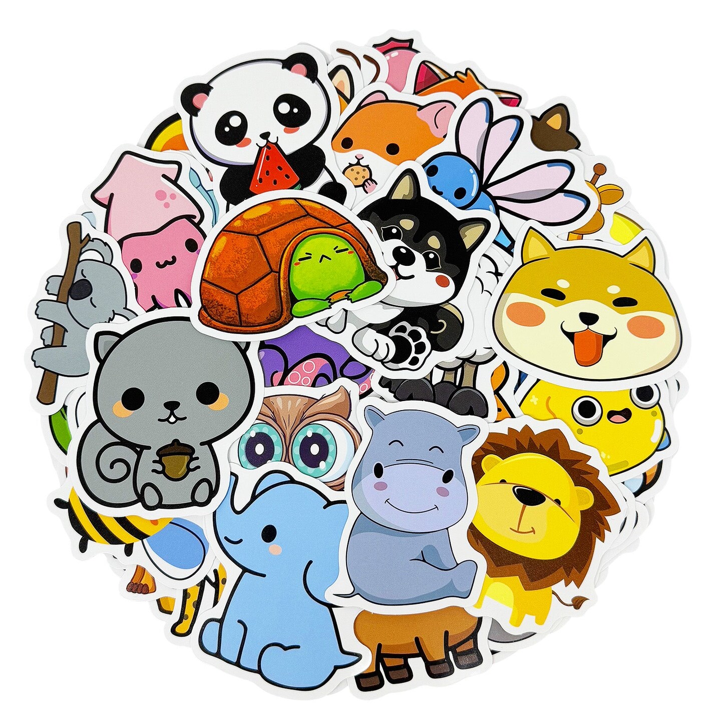Wrapables Waterproof Vinyl Stickers for Water Bottles, Laptop, Phones, Skateboards, Decals for Teens, 100pcs Cartoon Animals