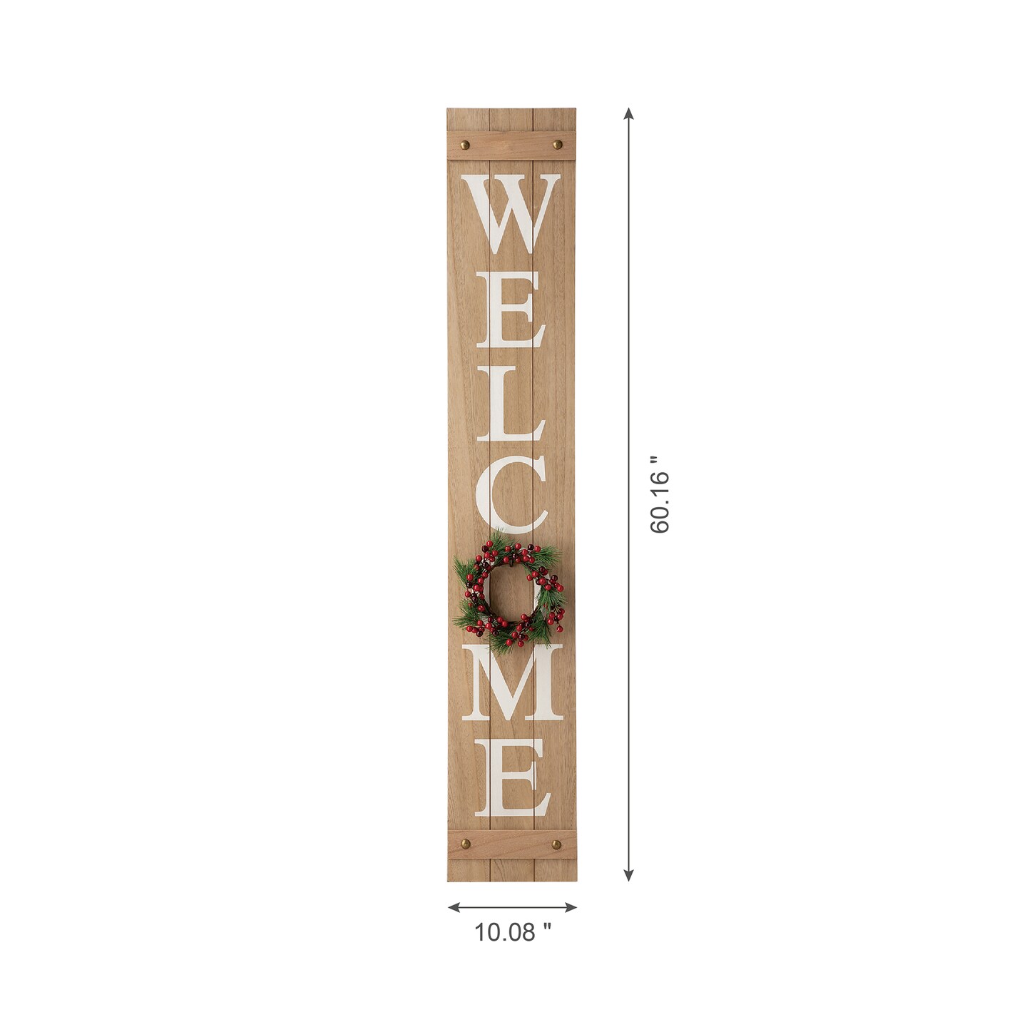 60&#x22;H Wooden Fall Christmas Welcome Porch Sign with 4 Floral Wreaths