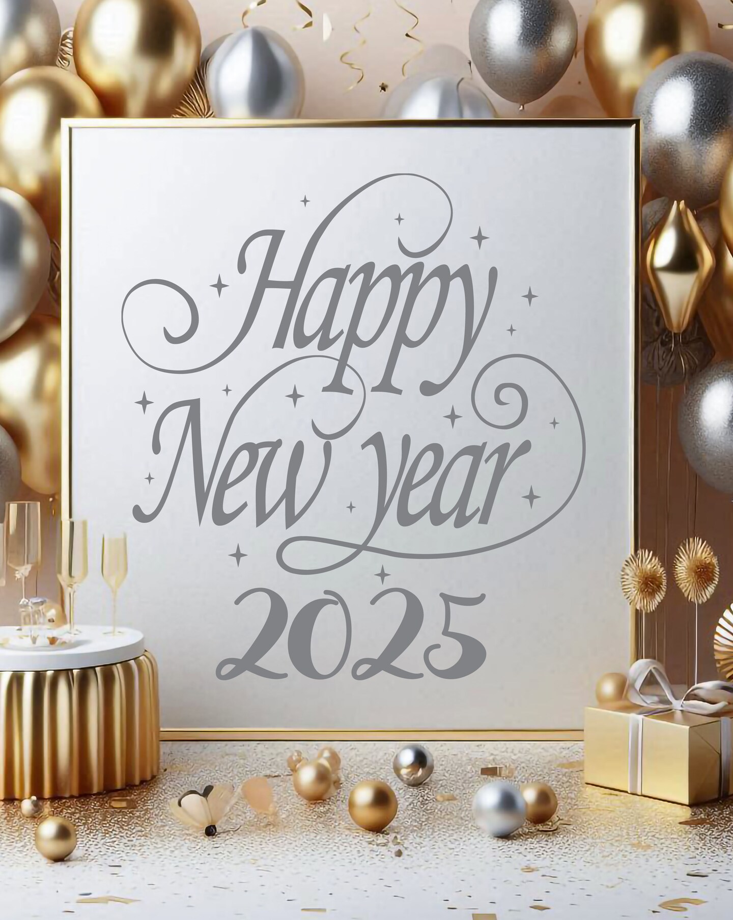 Happy New Year 2025 Vinyl Decal New Year Eve Decor Perfect For 102381230714704