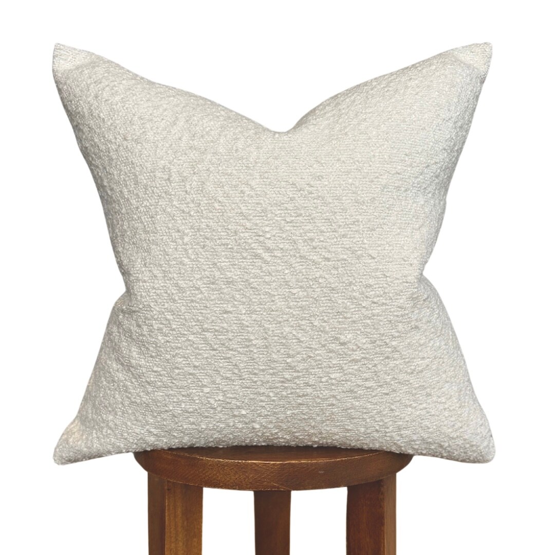 Luxury White Boucl&#xE9; Pillow Cover &#x2013; Textured 18&#x201D; Throw Pillow Cover
