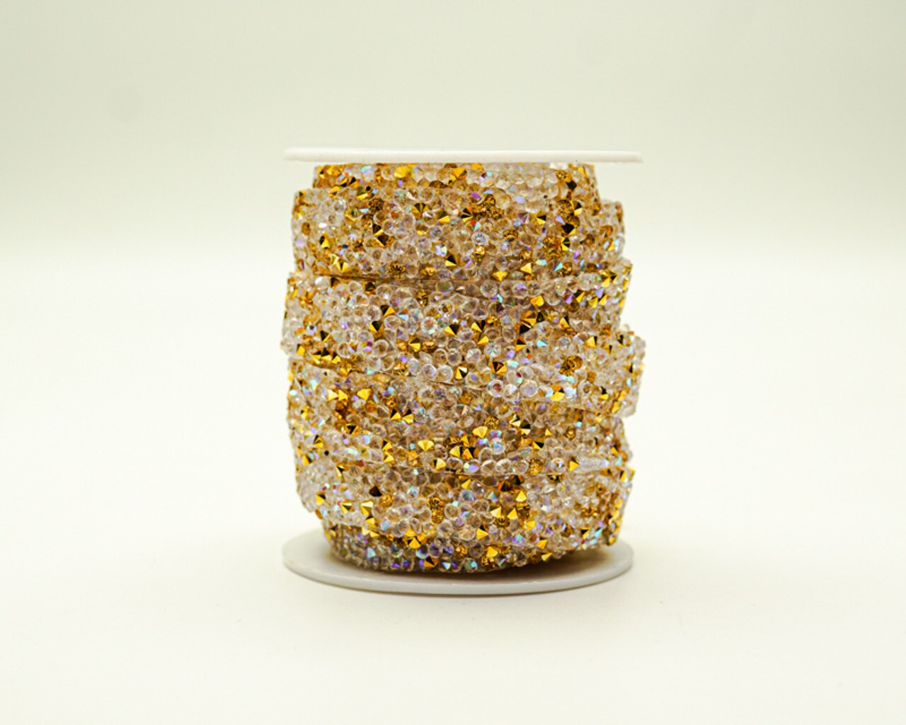 1/4" x 5 Yards Gold Crystal Iron-On Rhinestone Seam Trim