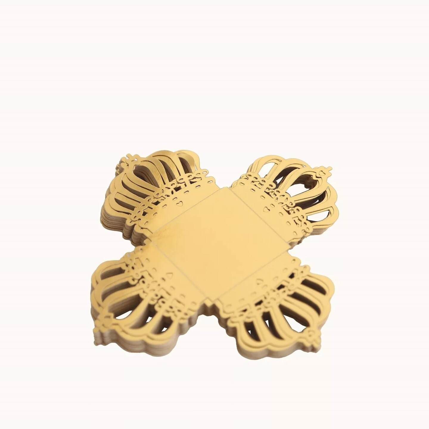 Gold 50 Metallic 4&#x22; Crown Mini Square Paper Cupcake Dessert Liners Party Events