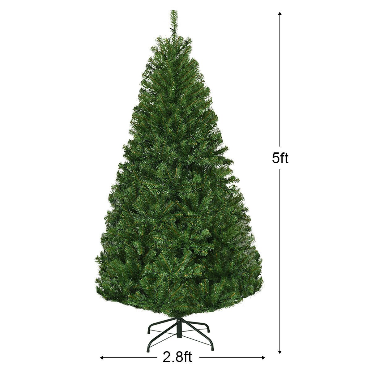 Green Artificial Premium Hinged Christmas Tree with Metal Base Perfect for Holiday Decor