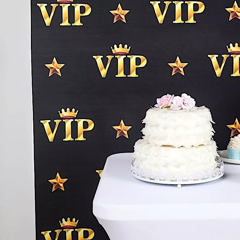 8 ft Gold VIP Crown Design Printed Vinyl Photo Backdrop Banner Party Decorations