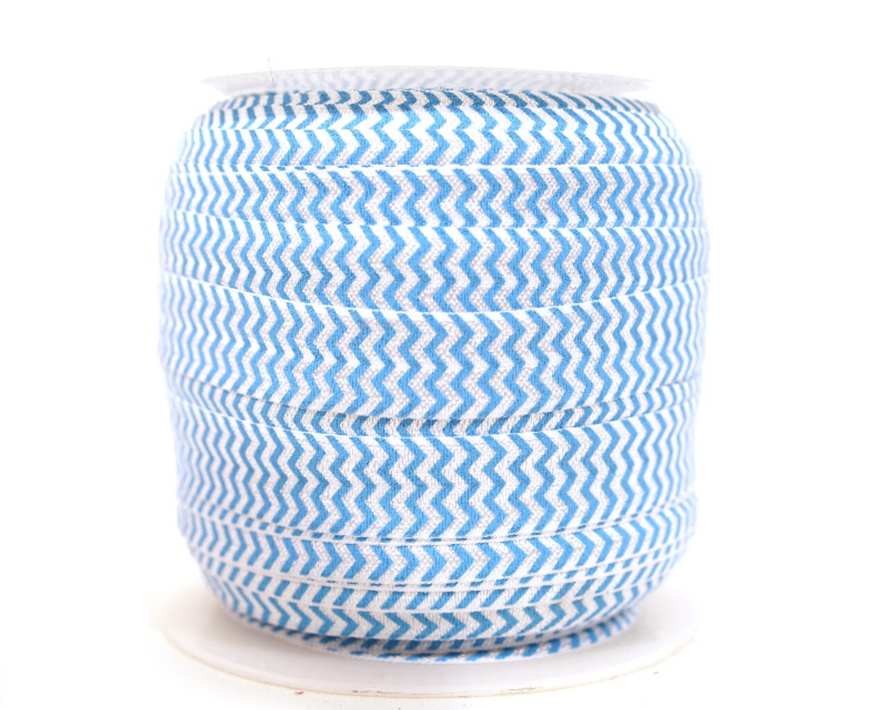 5/8 x 50 Yards Blue and White Chevron Fold Over Elastic Sewing Trim