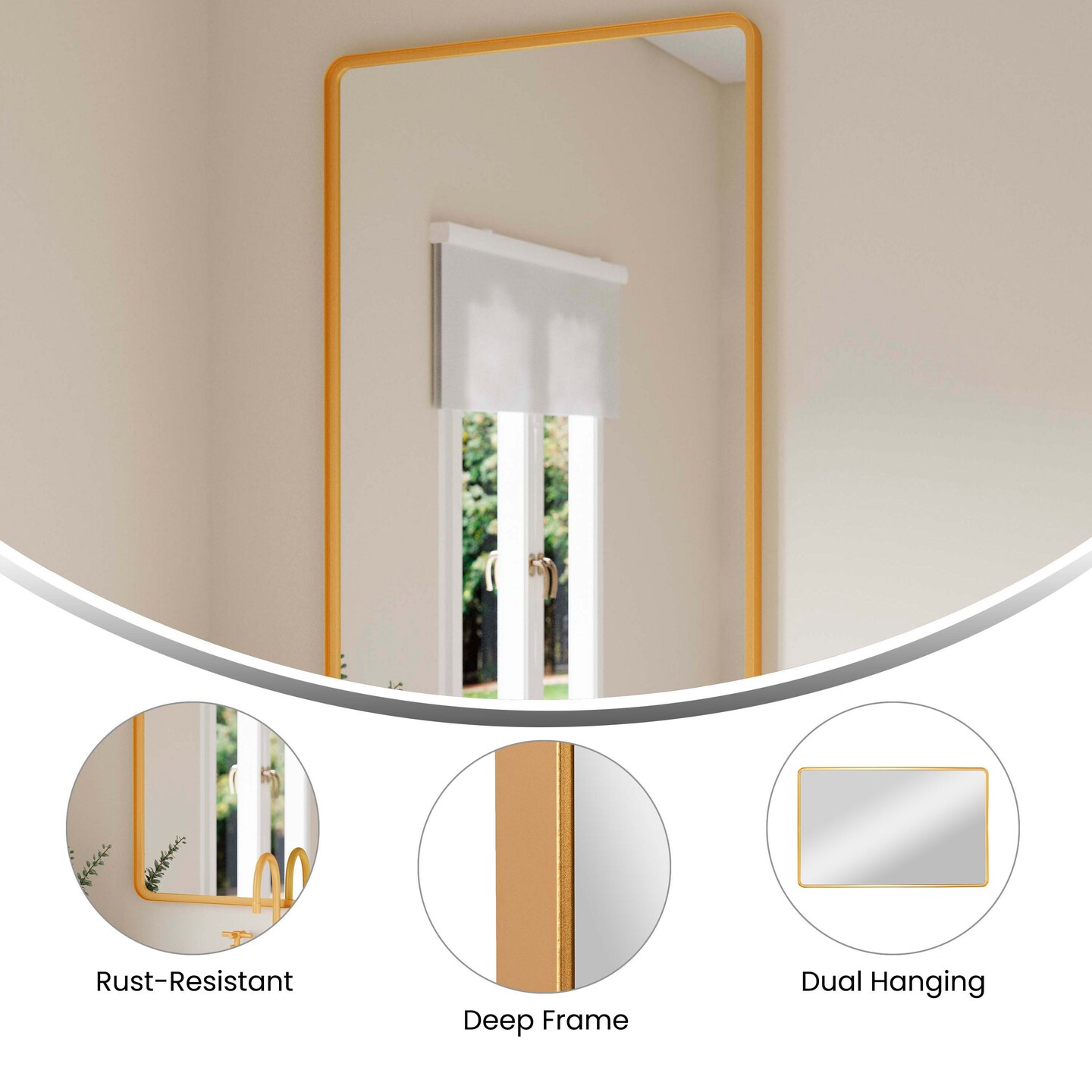 Emma and Oliver Afsin Wall Mirror with Silver Backed Glass for Clarity for Entryways, Bathrooms & More