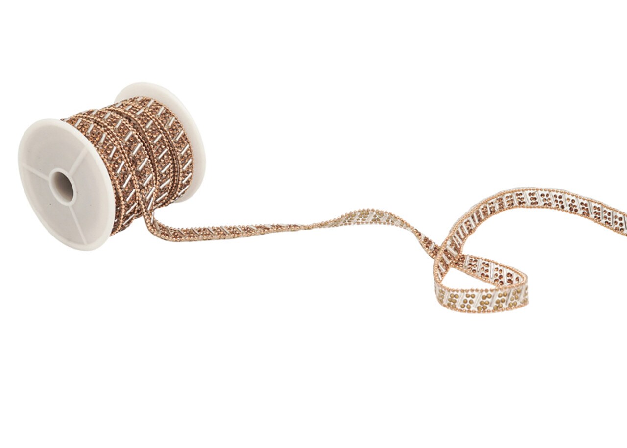 3/8" X 5 Yards Gold Crystal Cluster Iron On Rhinestone Trim Pack of 1