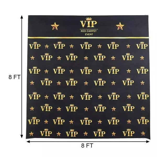 8 ft Gold VIP Crown Design Printed Vinyl Photo Backdrop Banner Party Decorations