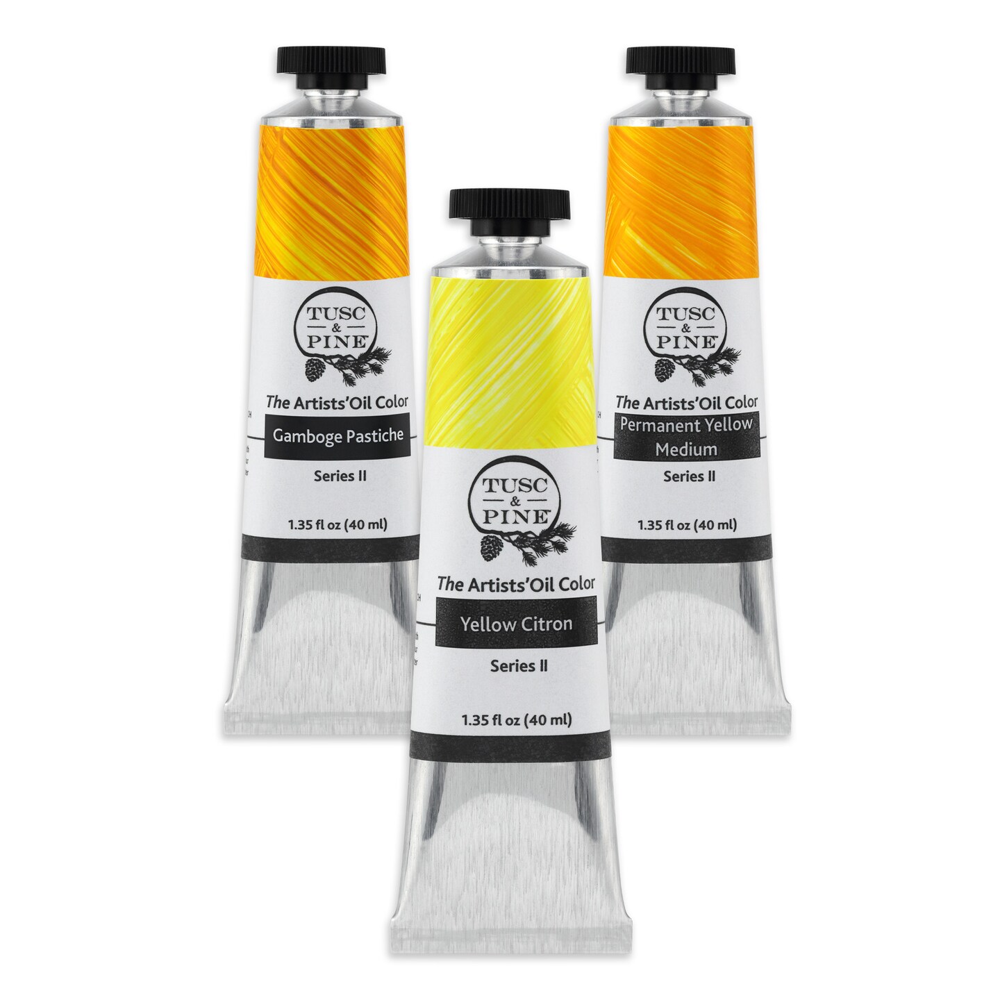 Tusc & Pine Artist Oil Paint - 40 ml Set of 3 - Assorted Multi Colors - Non-Yellowing, Rich & Creamy Consistency, Maximum Pigment Load, Small Batch Milled Oil Paints Developed for Professional Artists
