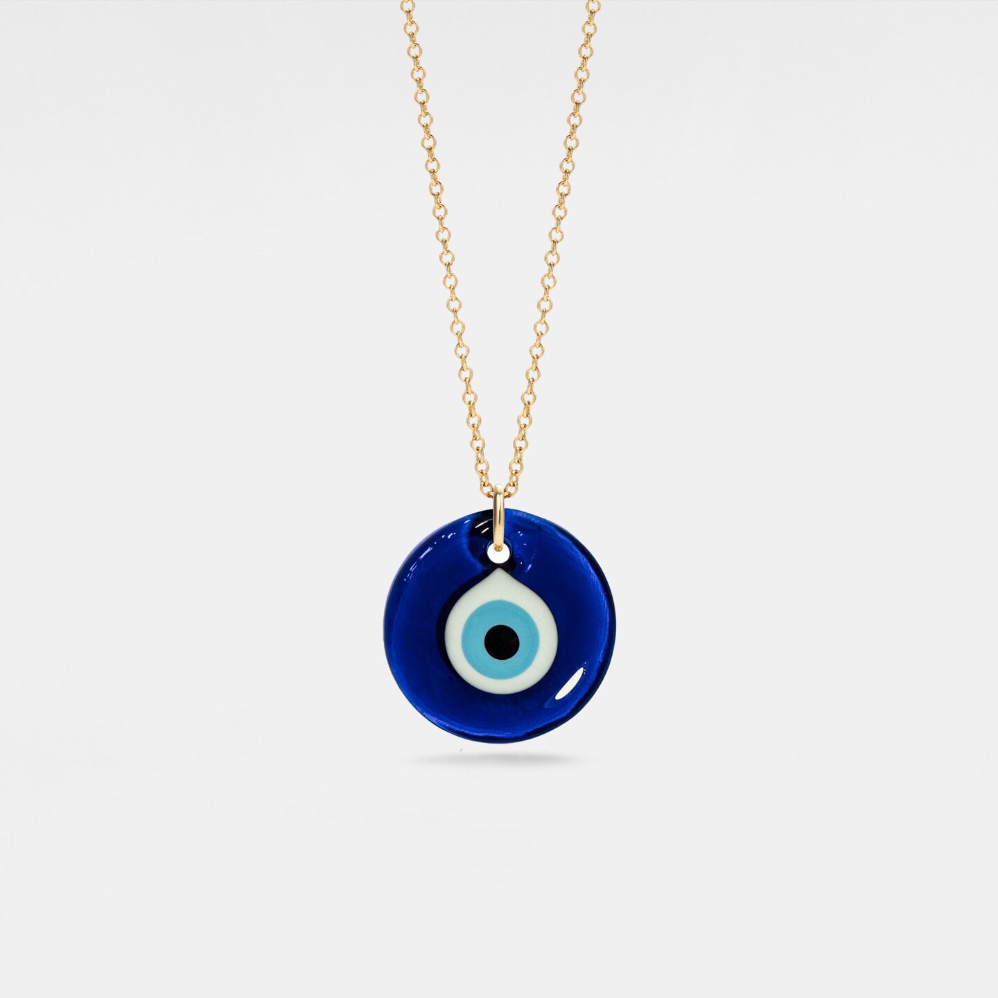 PERIMADE Turkish Evil Eye Charm Pendant • Nazar Blue Eye Layering Necklace  • Sterling Silver Friendship Jewelry • Best Friend Gift • N0141