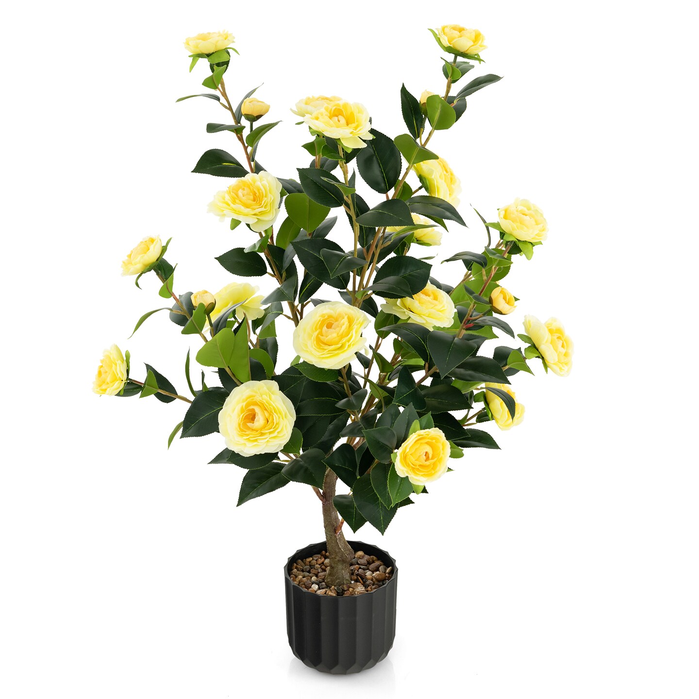 Faux Camellia Flower Tree 38 Inch Decorative Indoor Plant Pot