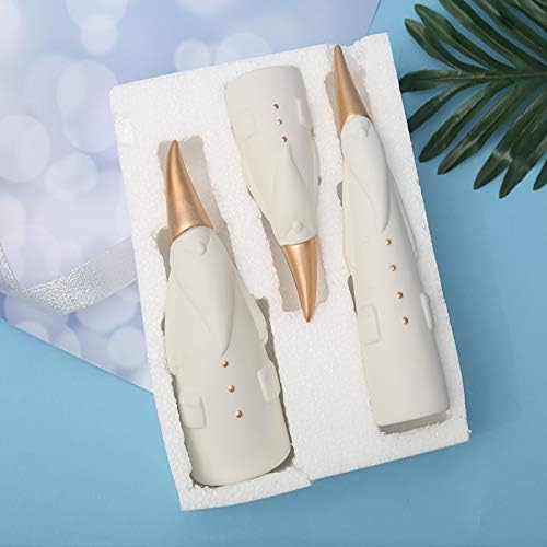 Ceramic Santa Claus Statue, Cute Statues, Father Christmas Figurines for Home Desk Shelf Decor/A Set of 3pcs (Father Christmas/A Set 3pcs) (White)