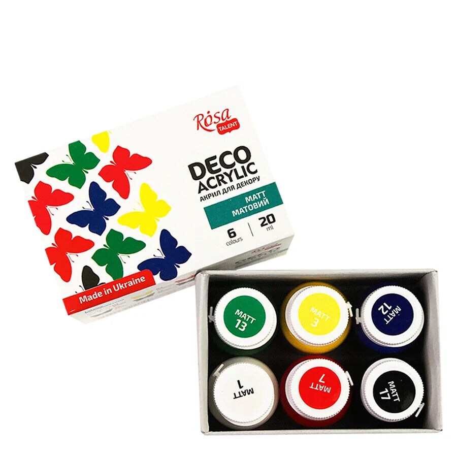 Rose Talent Decorative Mat Acrylic Paint Set 6 colors (0.68 oz each)