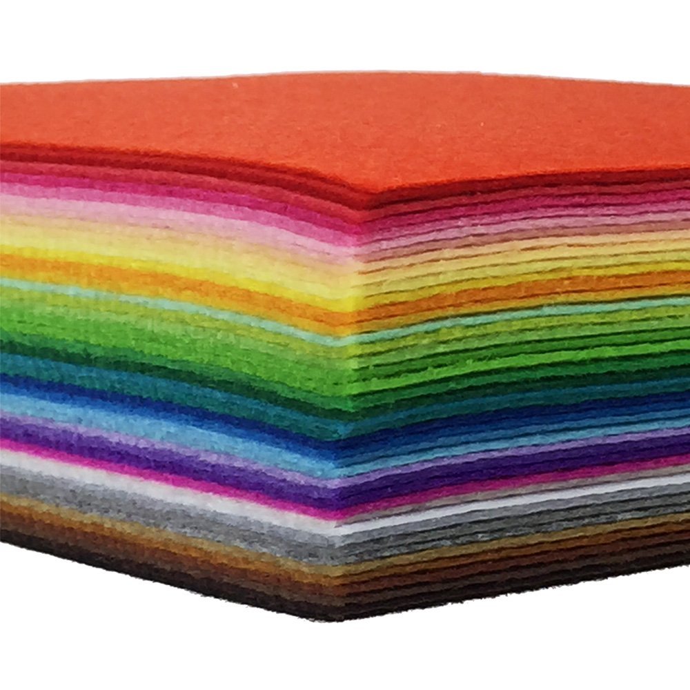 42pcs Felt Fabric Sheet 4&#x22;x4&#x22; Assorted Color DIY Craft Squares Nonwoven 1mm Thick