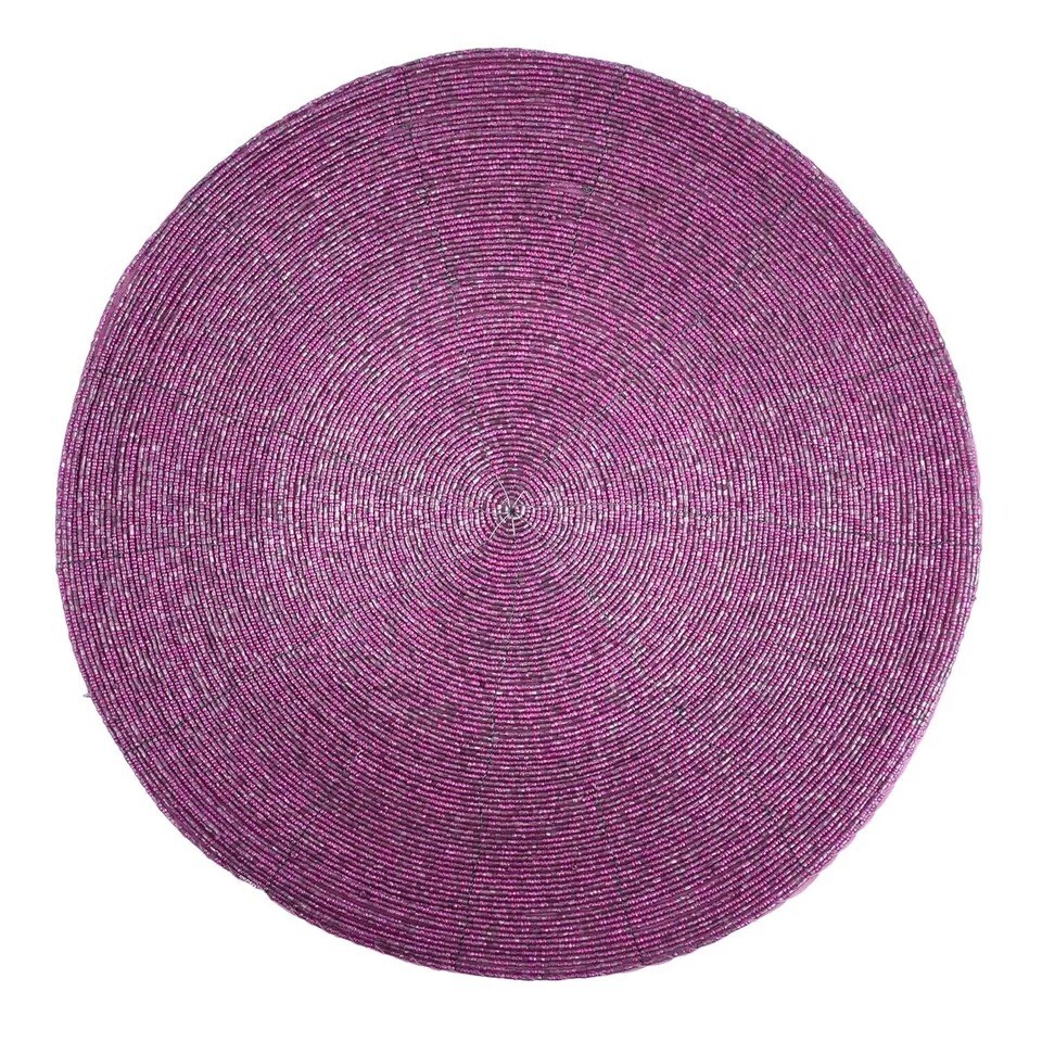14" Beaded Placemats, Round Placemats Charger Table Mats, Purple/Pink
