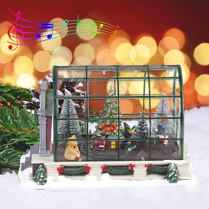 Village Greenhouse, Christmas Collectible House Ballroom Display Xmas Home Accent Tabletop Decoration, Musical Battery-Operated