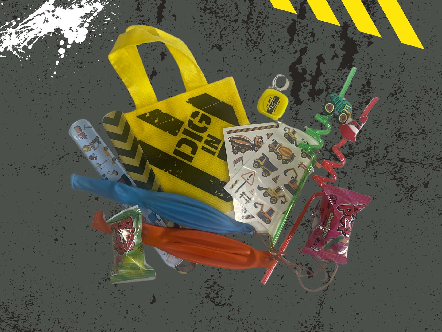 12 Pack Construction Party Favor Bags - Drawstring Backpacks, Truck Theme, 12x10 Inch, Oxford Fabric