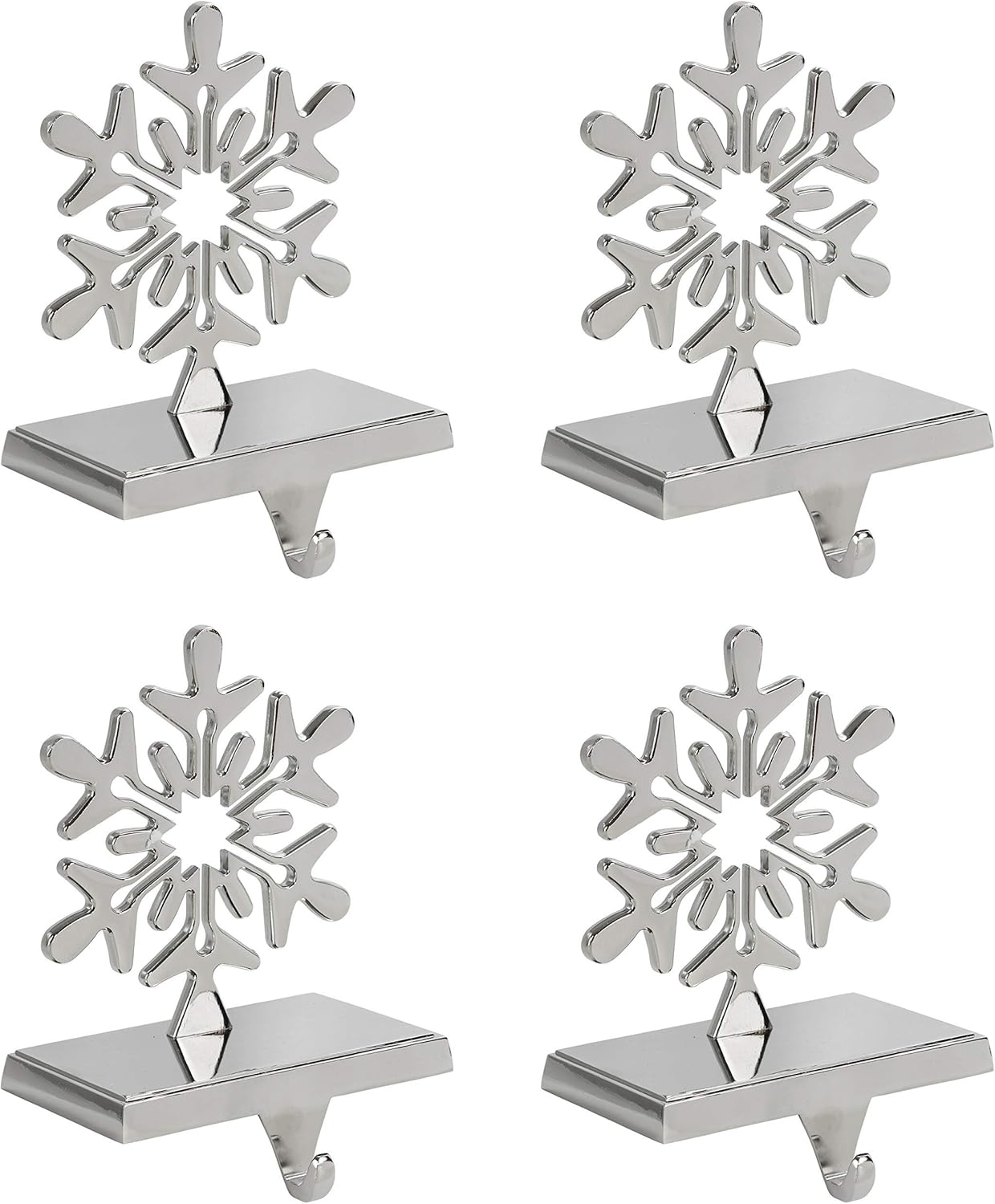 The Original Snowflake Stocking Hanger Holder, Chrome, 4-Pack